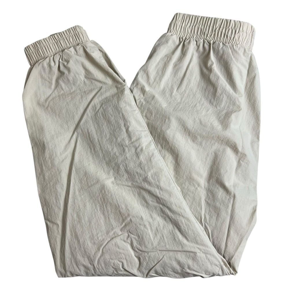 Wilo The Label Womens XS Beige‎ High Rise Drawstring Parachute Joggers